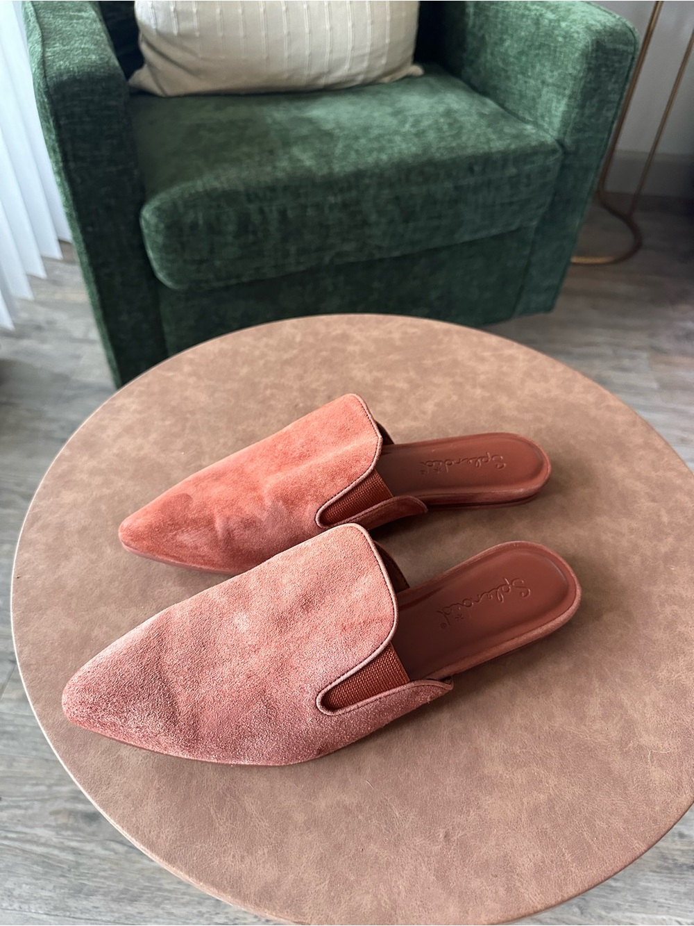 Splendid Suede Pointed-Front Mules - Dusty Rose